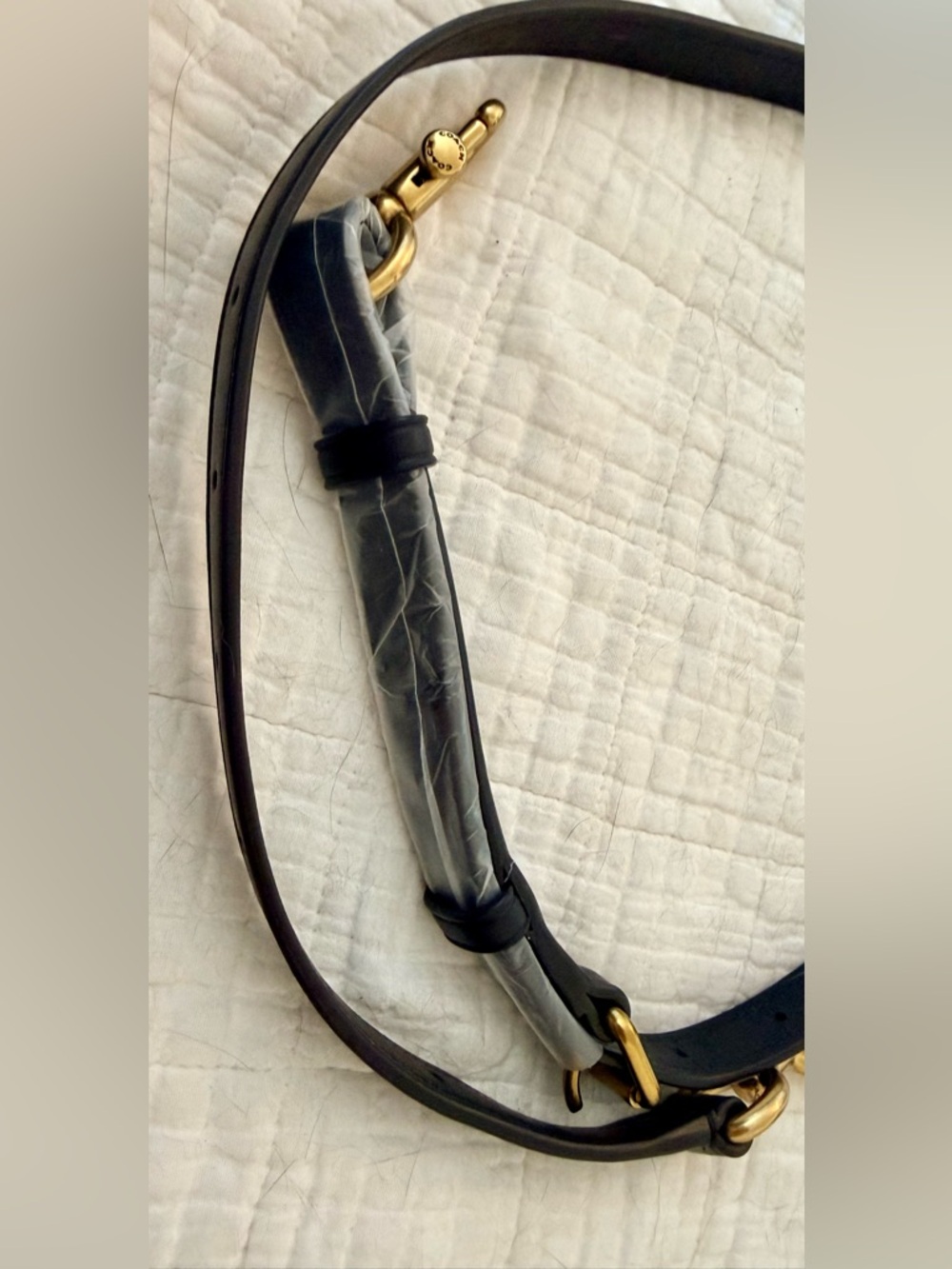 Coach Black Leather Strap 42” Adjustable Brass Hardware Crossbody Shoulder - Picture 7 of 7